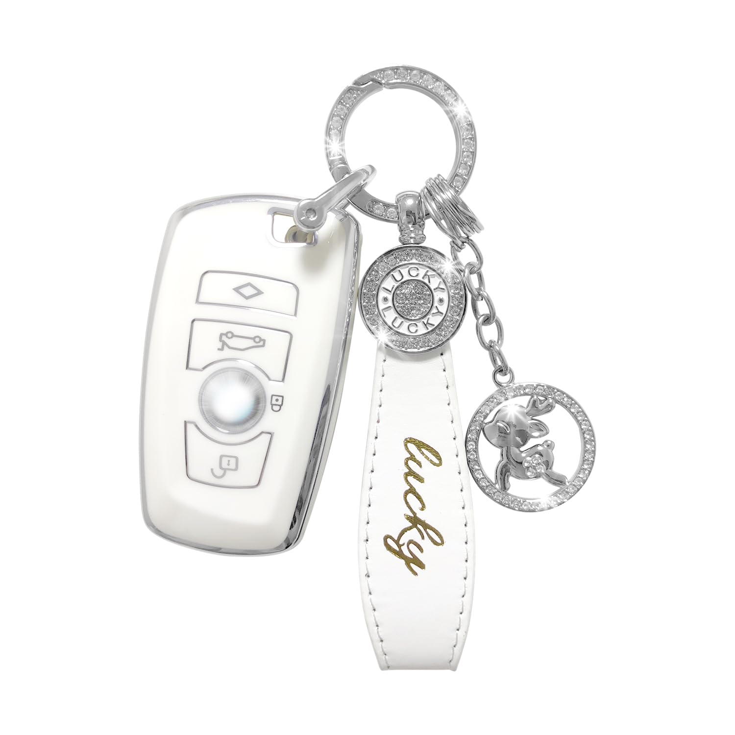 RCBDCYGJ Autoschlüssel Hülle Cover,Auto Schutzhülle Passt für BMW 1 3 4 5 6 7 Series X3 X4 GT3 GT5 3, 4 Tasten Schlüsseletui TPU Schlüsselhülle mit Lederanhänger Schlüsselanhänger von RCBDCYGJ