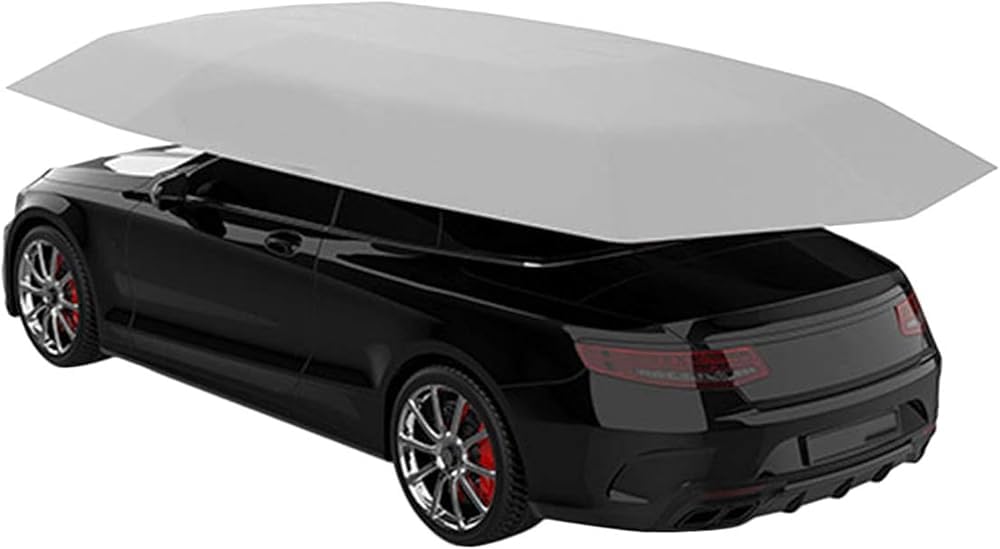 RCJCQSR Automatischer, faltbarer Autoschirm mit Fernbedienung, Oxford-Stoff, winddichter Autoschirm, Autoschutz, Baldachin, Doppelnutzungsschirm (Größe: 4,2 m, Farbe: Silber) von RCJCQSR
