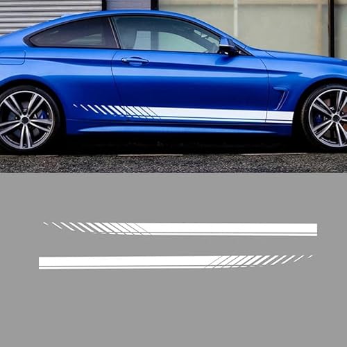 Auto Seitenschweller Aufkleber für Ford Mustang V(2. Generation), Autotür Seitenstreifen Links Rechts Lackschutzfolie Außen Deko Zubehör,A/White von RCLON