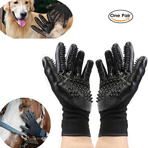 RCRuning-EU Pet Dog Cat Bürste Handschuh Grooming Glove Hair Removal Products Brush Glove for Pet Grooming Clean Massage Glove De- Shedding, Massaging,Bathing,Breathable Five-Finger 1 Pair (Left and Right Hand) von RCRuning-EU