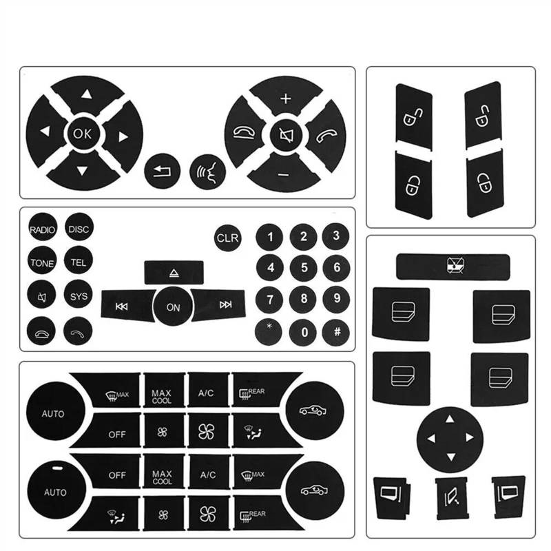 RDEQKIVZ Auto Aufkleber Kompatibel Mit Benz Für C Class Für C218 W172 2007 2008 2009 2010 2011 2012 2013 2014 Fensterradio-Lenkknopf-Reparaturaufkleber von RDEQKIVZ