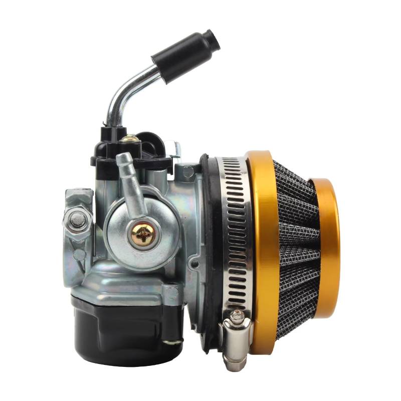 RDEQKIVZ Motor Vergaser Motocross 2 Takt Wassergekühlter Vergaser Mit Ansaugrohr Luftfilter 37 49 50 80CC Motorrad Dirt Pocket Bike Universal Teile(Silver Yellow) von RDEQKIVZ