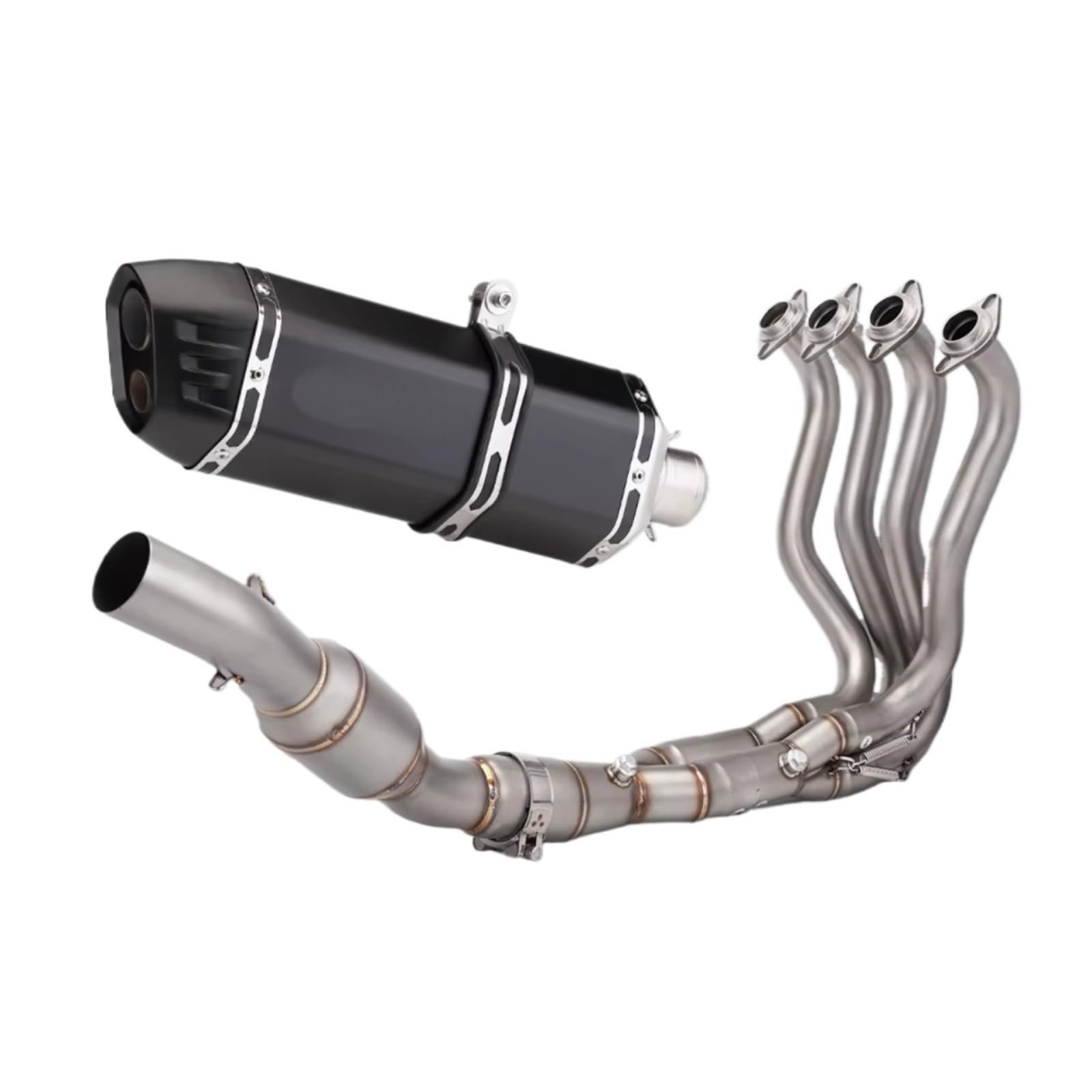 RDEQKIVZ Motorrad Auspuff Mit Für Ninja Für ZX6R Für ZX636 2009-2023 Motorrad-Komplettauspuffanlage Vorne Mitte Verbindungsrohr Edelstahl Slip On 51mm Schalldämpfer(Size1) von RDEQKIVZ