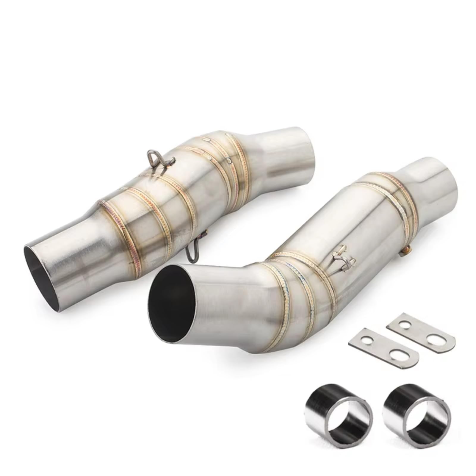 RDEQKIVZ Motorrad Auspuff Mit Für Z1000 2010-2017 Motorradauspuff Mittelrohr Auspuffschalldämpfer Für Fluchtverbindungsrohr Mit Dichtung Motorradauspuffsystem Zubehör(Silver) von RDEQKIVZ