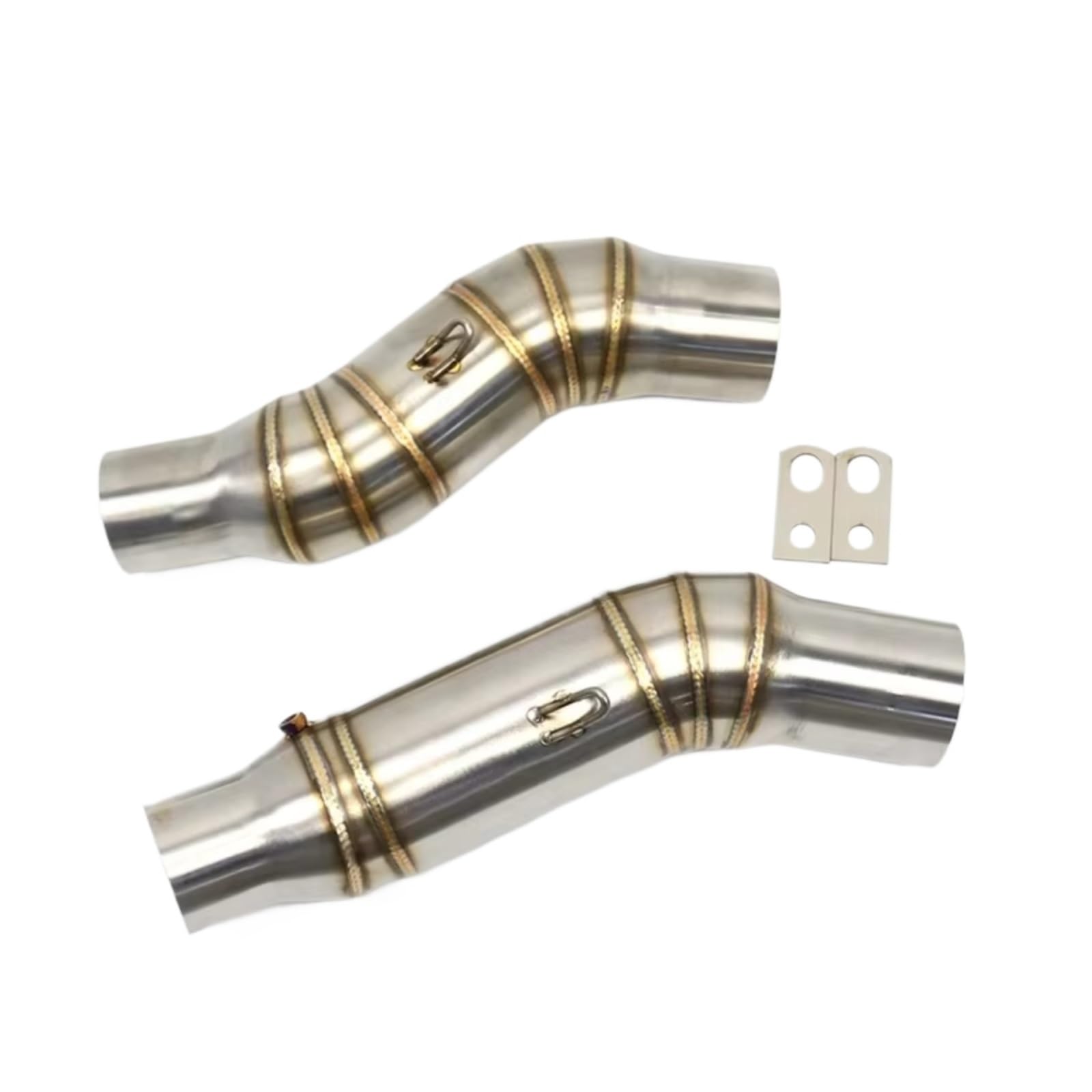 RDEQKIVZ Motorrad Auspuff Mit Für Z1000 Für Z1000SX 2010-2020 Motorradauspuff Schalldämpfer Anschluss Mittelrohr 51mm Für Escape Moto Motorradauspuff Adapter Anschluss(Silver) von RDEQKIVZ