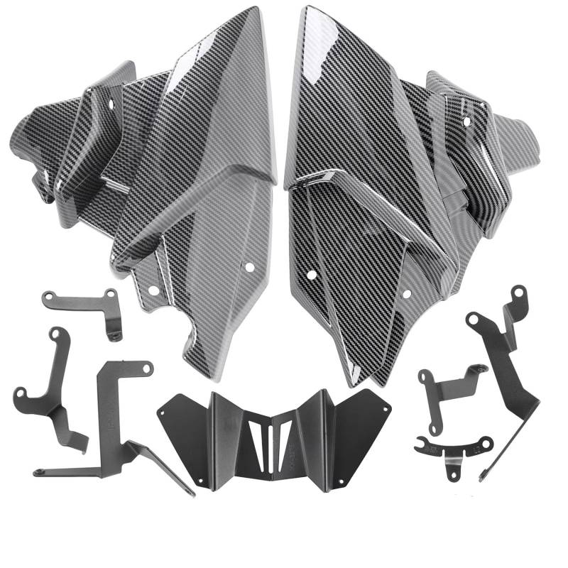 RDEQKIVZ Motorrad Winglets Kompatibel Mit Yamaha Für MT-09 2021–2024 Für MT-09 SP 2021–2024 Motorrad-Rahmenverkleidung, Bauch Für Pan-Untermotor-Spoilerverkleidung(Carbon Fiber Look) von RDEQKIVZ