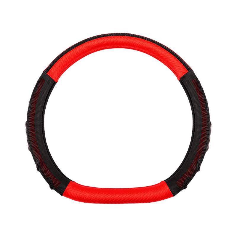 Lenkradbezug – Universell Passend 38 cm / 15 Zoll, rutschfest & Atmungsaktiv, Leder Lenkradhülle für C-Elysee/C-Zero/C1/C2/C3/C3 Aircross, b-D Black+red von RDQUYPC
