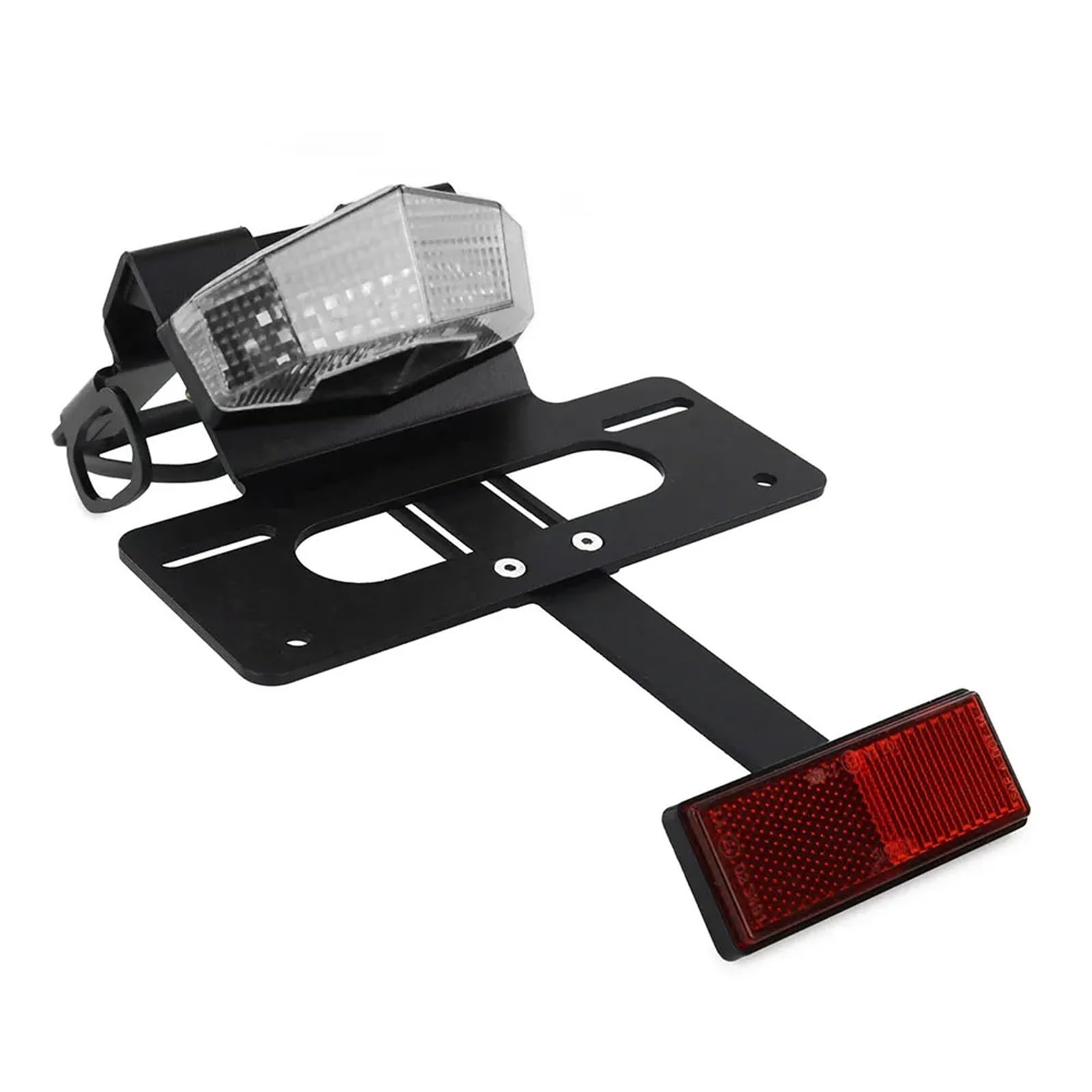 RDWSPLI Kennzeichenhalter Motorrad Für KLX230R 2020 2021 2022 2023 Kennzeichenhalter Fender Eliminieren Motorrad Bremslicht Nummernrahmen(Clear with Reflector) von RDWSPLI