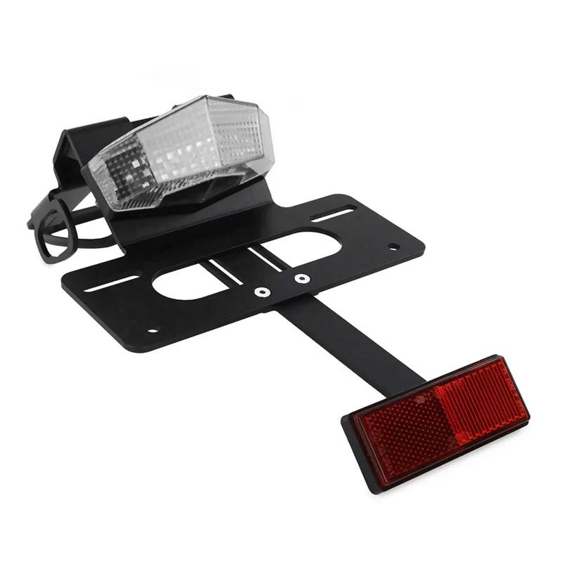 RDWSPLI Kennzeichenhalter Motorrad Für KLX230R 2020 2021 2022 2023 Kennzeichenhalter Fender Eliminieren Motorrad Bremslicht Nummernrahmen(Clear with Reflector) von RDWSPLI