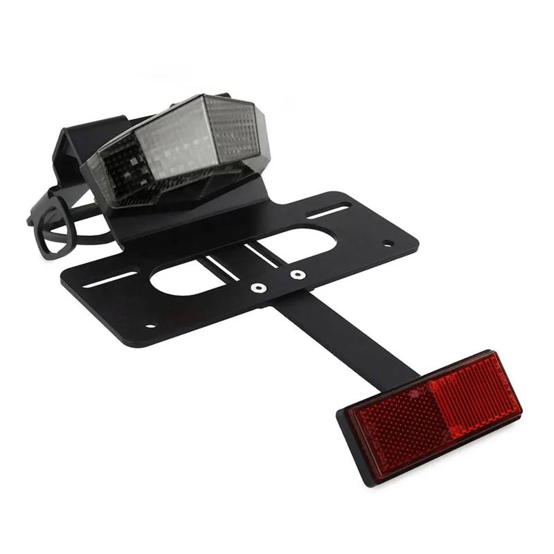 RDWSPLI Kennzeichenhalter Motorrad Für KLX230R 2020 2021 2022 2023 Kennzeichenhalter Fender Eliminieren Motorrad Bremslicht Nummernrahmen(Smoke with Reflector) von RDWSPLI