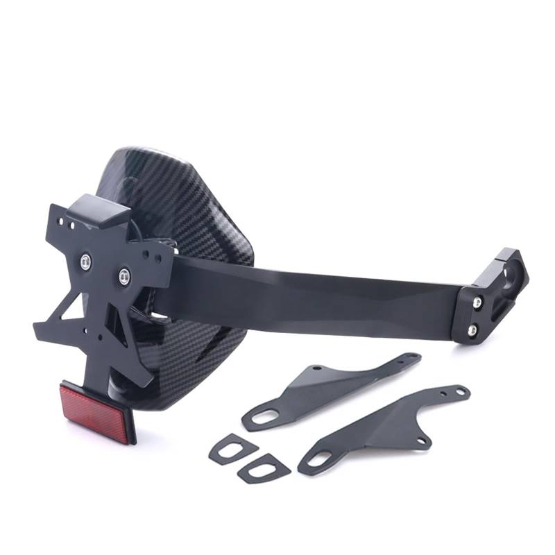 RDWSPLI Kennzeichenhalter Motorrad Kompatibel Mit CB650R 2021 2022 2023 Motorrad-Hinterrad-Kotflügel-Kennzeichenhalter Mit Licht-Ersatzkit(Carbon Fiber Pattern) von RDWSPLI