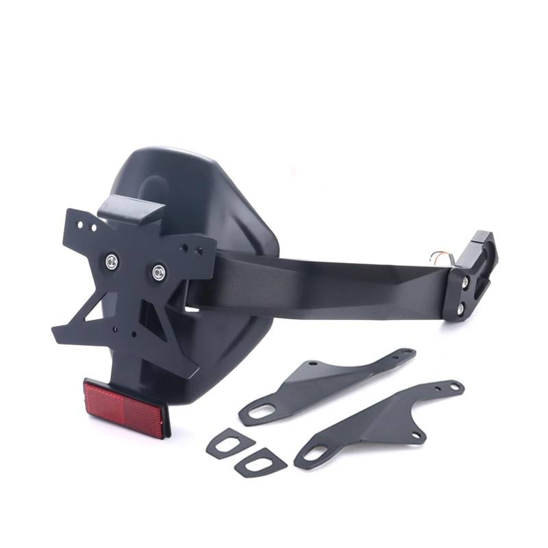 RDWSPLI Kennzeichenhalter Motorrad Kompatibel Mit CB650R 2021 2022 2023 Motorrad-Hinterrad-Kotflügel-Kennzeichenhalter Mit Licht-Ersatzkit(Matte Black) von RDWSPLI