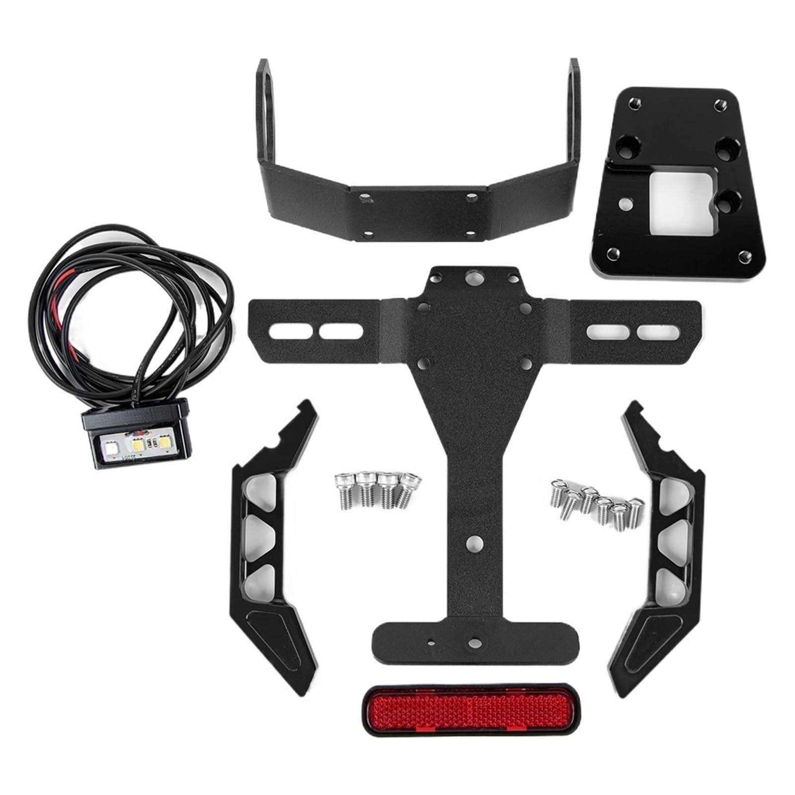 RDWSPLI Kennzeichenhalter Motorrad Kompatibel Mit Z H2 2020-2023 Für Z900 2020-2024 Motorrad-Kennzeichenhalter-Halterungssatz Heckklappe Für Beseitigen Mit Licht(Black) von RDWSPLI