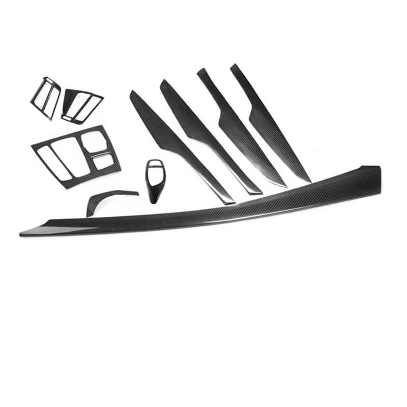 RDWSPLI Navigationsleistenabdeckung Kompatibel Mit Für X5 X6 F15 F16 2014 2015 2016 2017 2018 2-teiliges Fiber-Center-Konsolenpanel Innentürstreifenverkleidung(10PCS) von RDWSPLI
