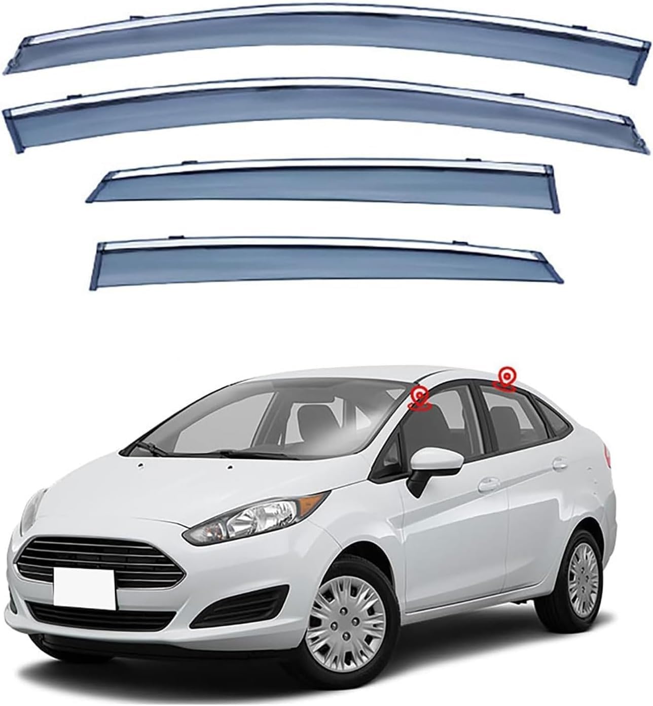 REAGAR Auto Seitenfenster Windabweiser Für Ford Fiesta Sedan MK6 2009-2020 2021 2022 2023, Vorne Hinten Autofenster Visier Tür Rauchabweiser Regenschutz Luftabweiser REAGAR Auto Seitenfenster Windabweiser Für Ford Fiesta Sedan MK6 2009-2020 2021 2022 2023, Vorne Hinten Autofenster Visier Tür Rauchabweiser Regenschutz Luftabweiser von REAGAR