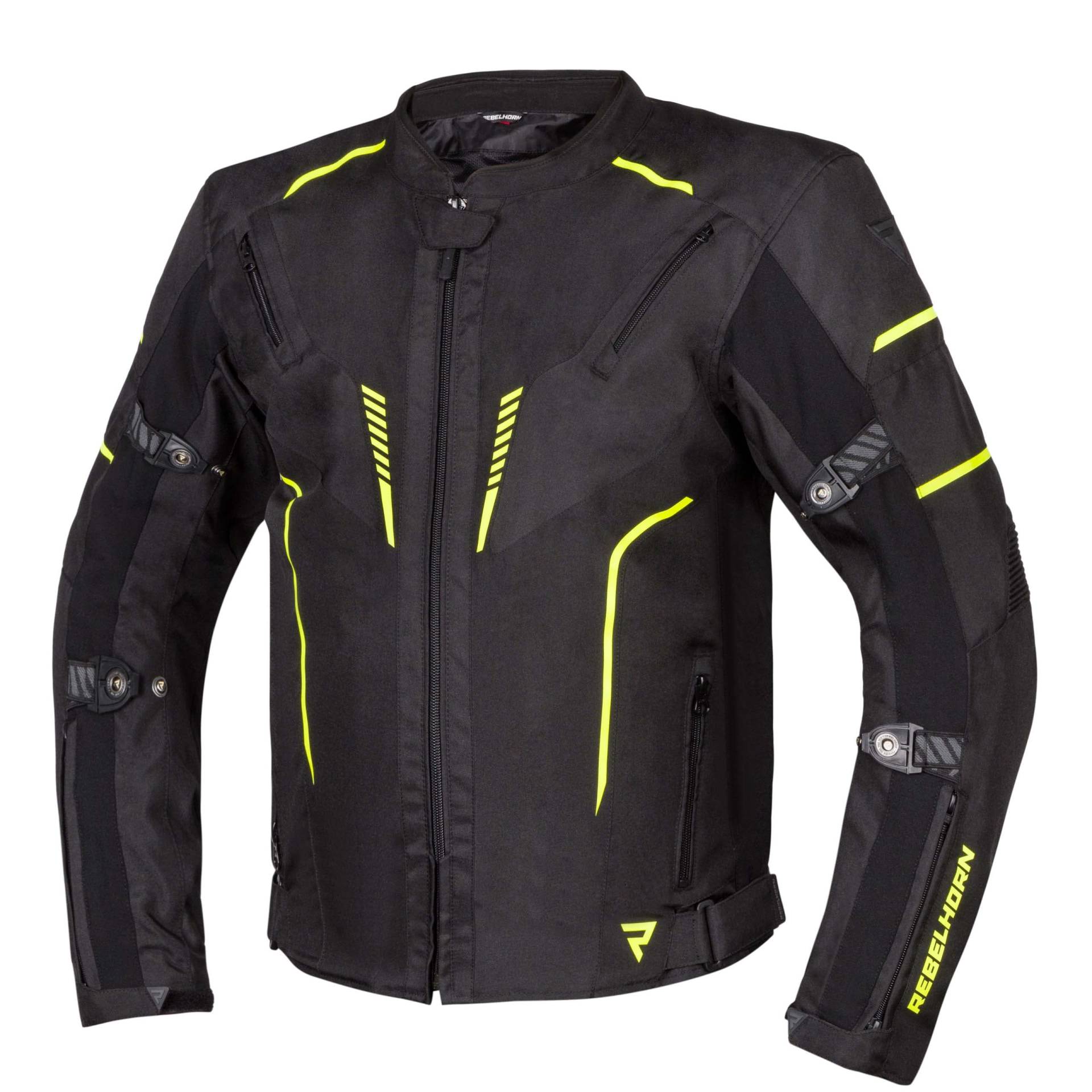 REBELHORN Blast Motorrad Textiljacke für Männer Poliester Mesh Wasserdichte atmungsaktive Membran CE-LEVEL 2 Ellbogen- und Schulterschutz Reflektierende Elemente Neopren-Handytasche von REBELHORN