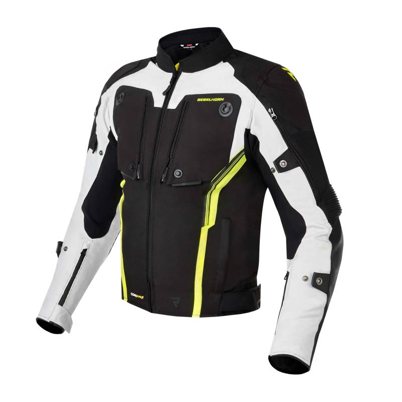 REBELHORN Borg Motorradjacke Herren | Cordura | Humax Membran | Ellbogen und Schulterprotektoren Stufe 2 | 10 Lüftungskanäle von REBELHORN