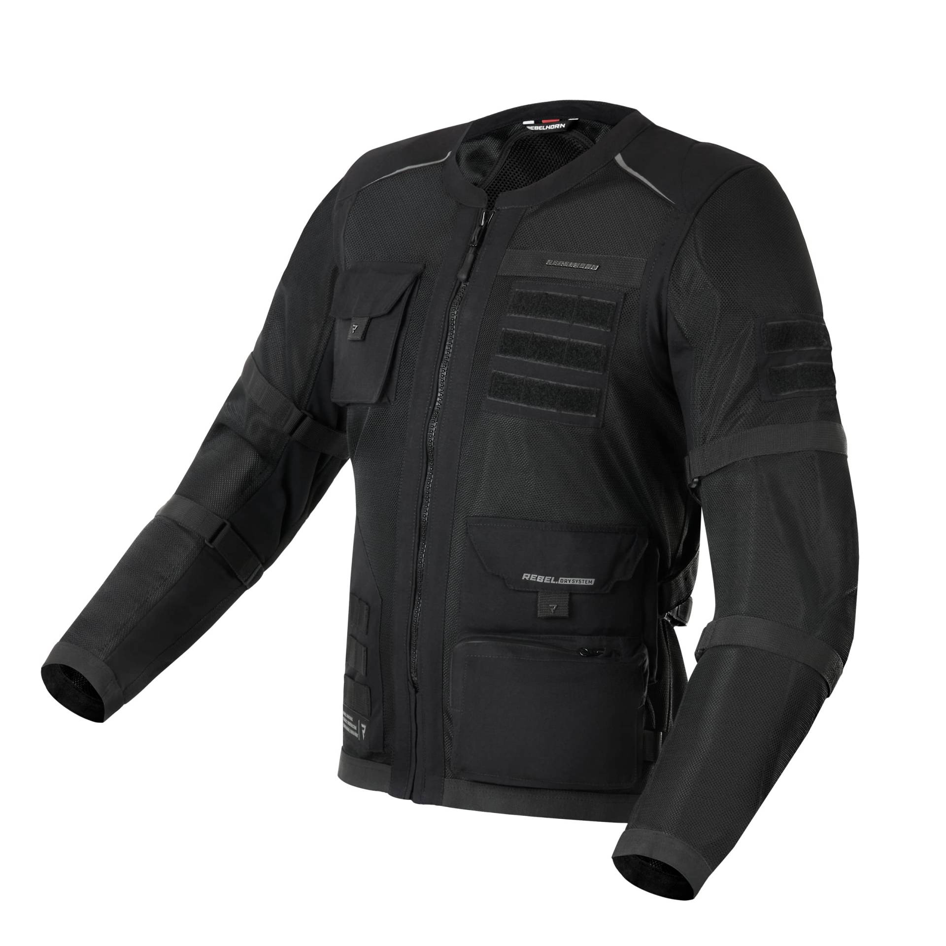 REBELHORN Brutale Motorradjacke Für dynamische Fahrten bei heißem Wetter Stahlgitter Ellenbogen Schulter- und Rückenprotektoren Reflektierende Elemente 6 Taschen REBELHORN Brutale Motorradjacke Für dynamische Fahrten bei heißem Wetter Stahlgitter Ellenbogen Schulter- und Rückenprotektoren Reflektierende Elemente 6 Taschen von REBELHORN