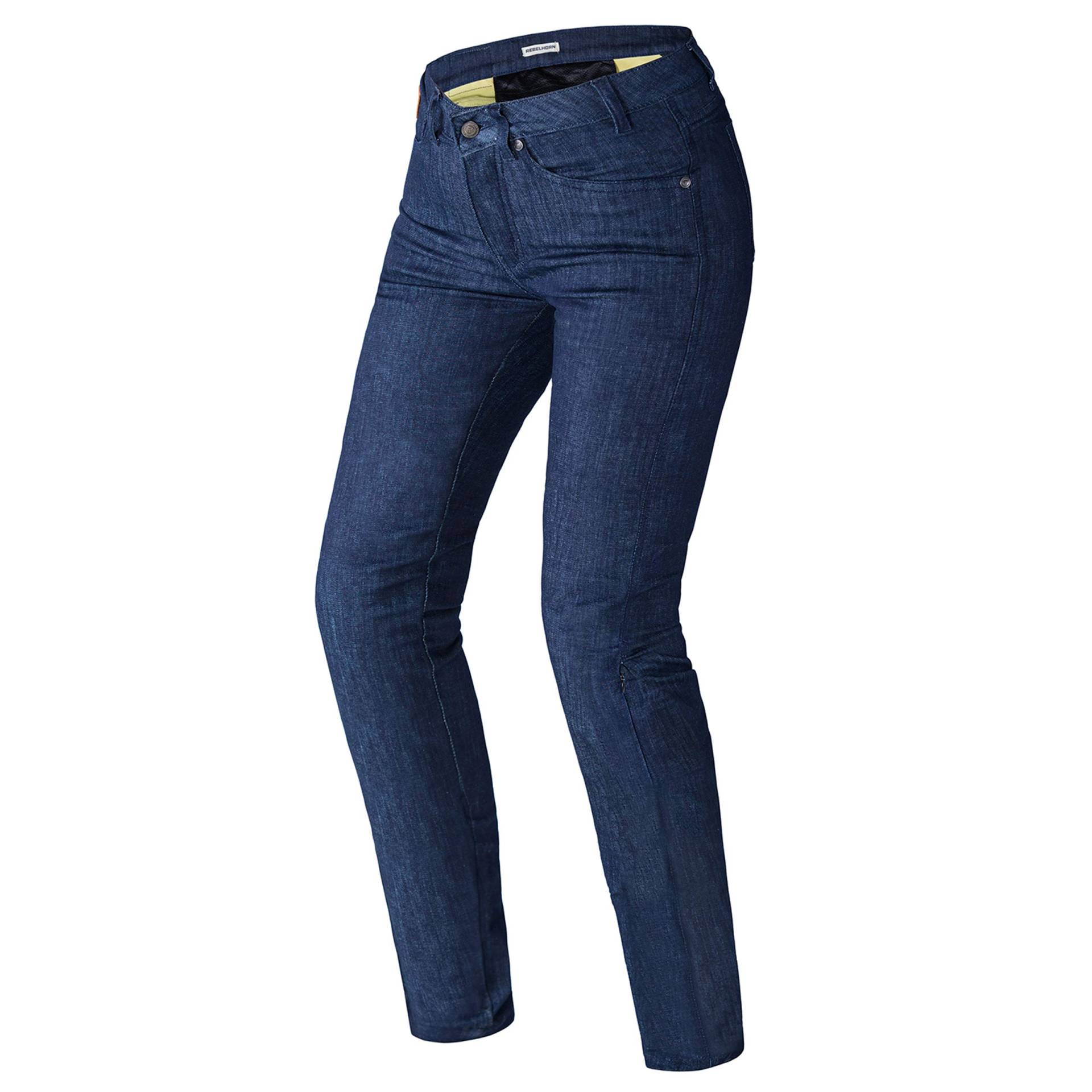 REBELHORN Classic II Lady Motorradhose Jeans für Frauen CE-Level 2 Knie- und Hüftprotektoren Dupont Kevlar Panels Reflektierende Elemente 4 Taschen CE-Zertifiziert von REBELHORN