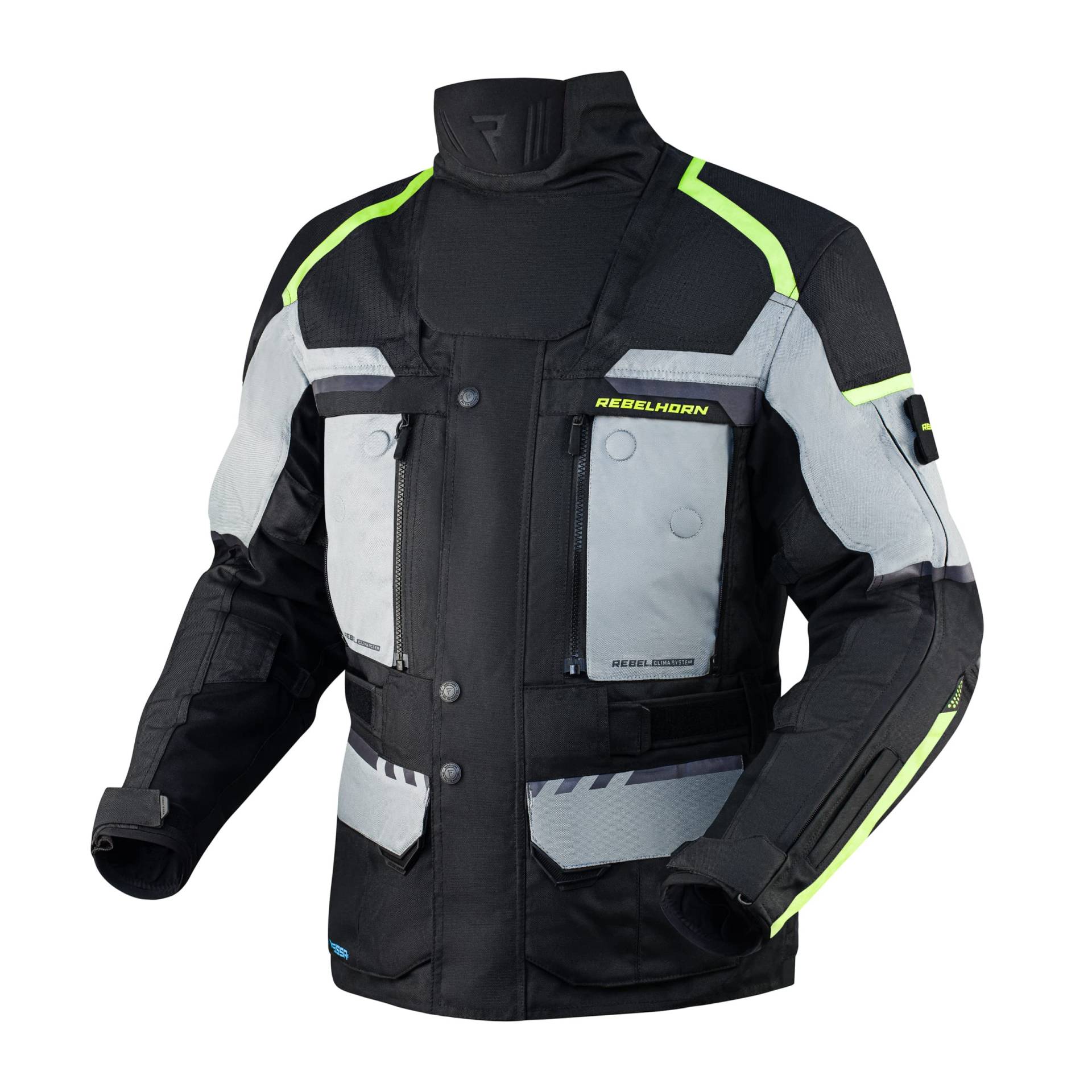 REBELHORN Cubby IV Motorradjacke Herren | Textil | Reissa Membran | Ellbogen und Schulterprotektoren Stufe 2 | Mesh Belüftungseinsätze | ThermoLite Thermofutter von REBELHORN