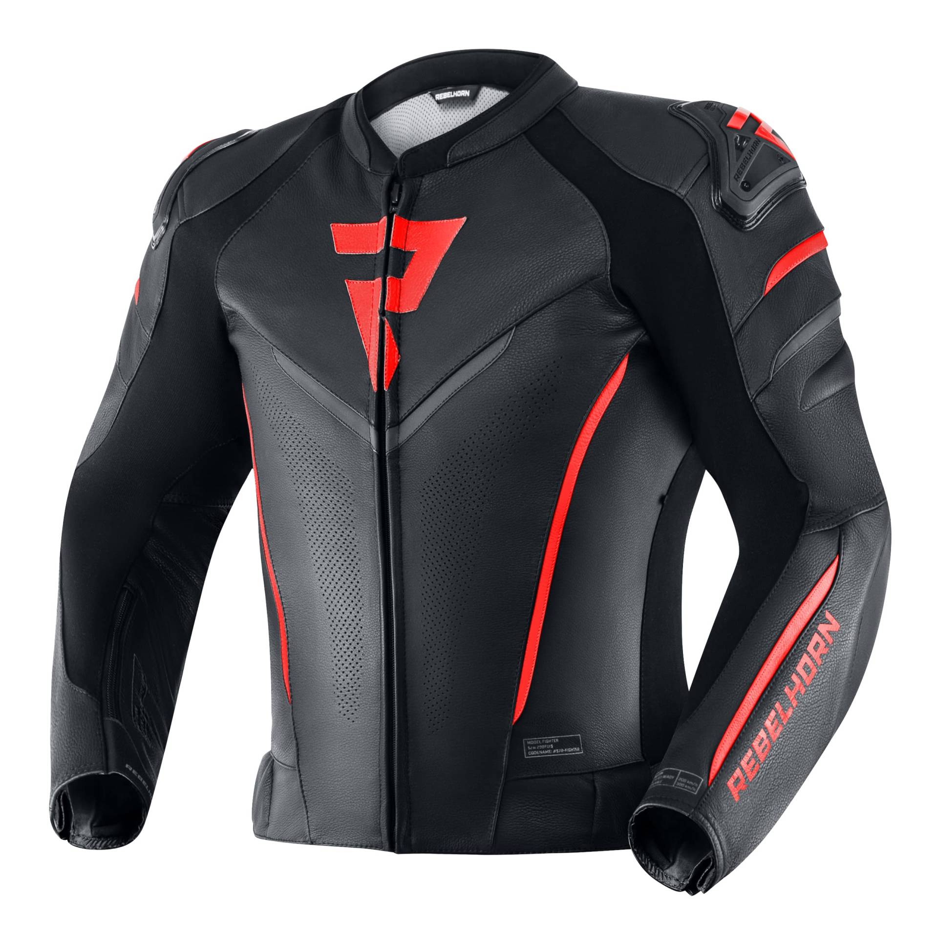 REBELHORN Fighter Leder Motorradjacke Ellbogen- und Schulterschutz Wind- und wasserdichte Softshell Weste Belüftung Reflektierende Elemente 4 Taschen REBELHORN Fighter Leder Motorradjacke Ellbogen- und Schulterschutz Wind- und wasserdichte Softshell Weste Belüftung Reflektierende Elemente 4 Taschen von REBELHORN
