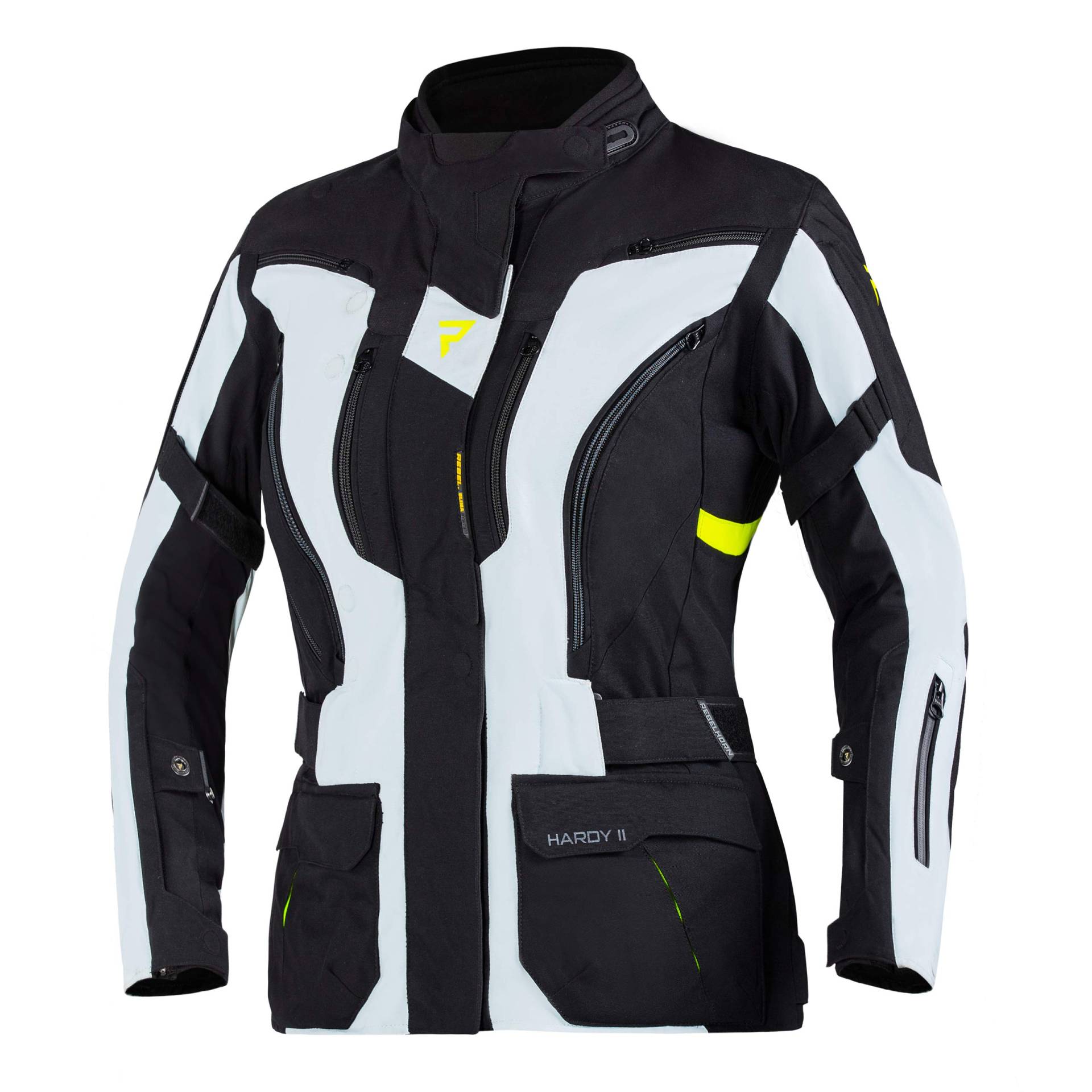 REBELHORN Hardy II Lady Motorradjacke Damen 3 Schichten Wasserdichte atmungsaktive Membran CE-Level 2 Ellbogen- und Schulterschutz Rebel Clima System Reflektierende Elemente von REBELHORN