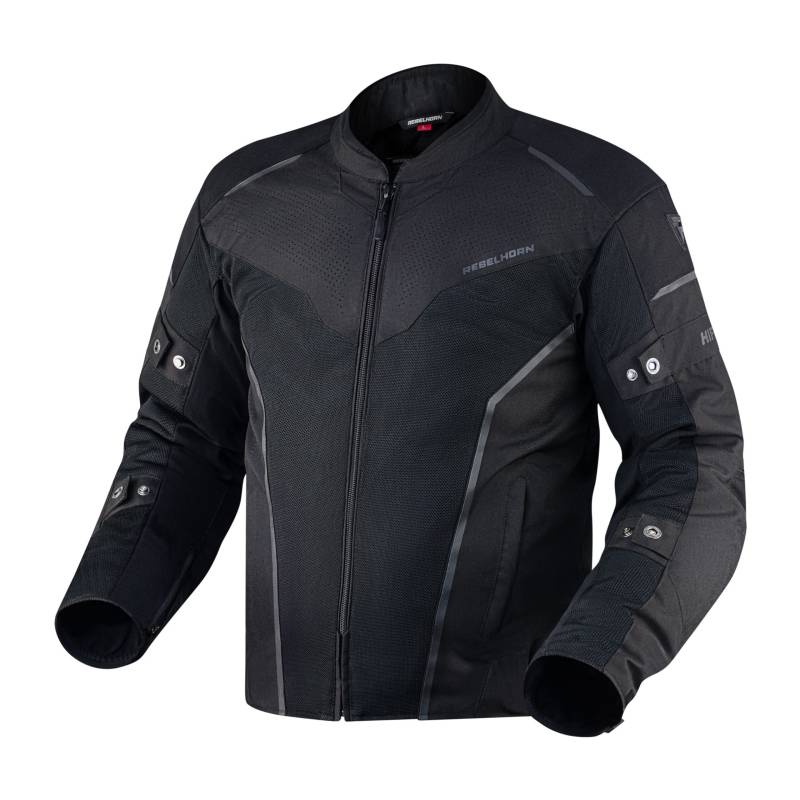 REBELHORN Hiflow IV Motorradjacke Herren | Abnehmbare Humax Membrane | Ellenbogen und Schulterprotektoren Stufe 2 | Mesh-Belüftung Einsätze | Abnehmbare Thermofutter von REBELHORN