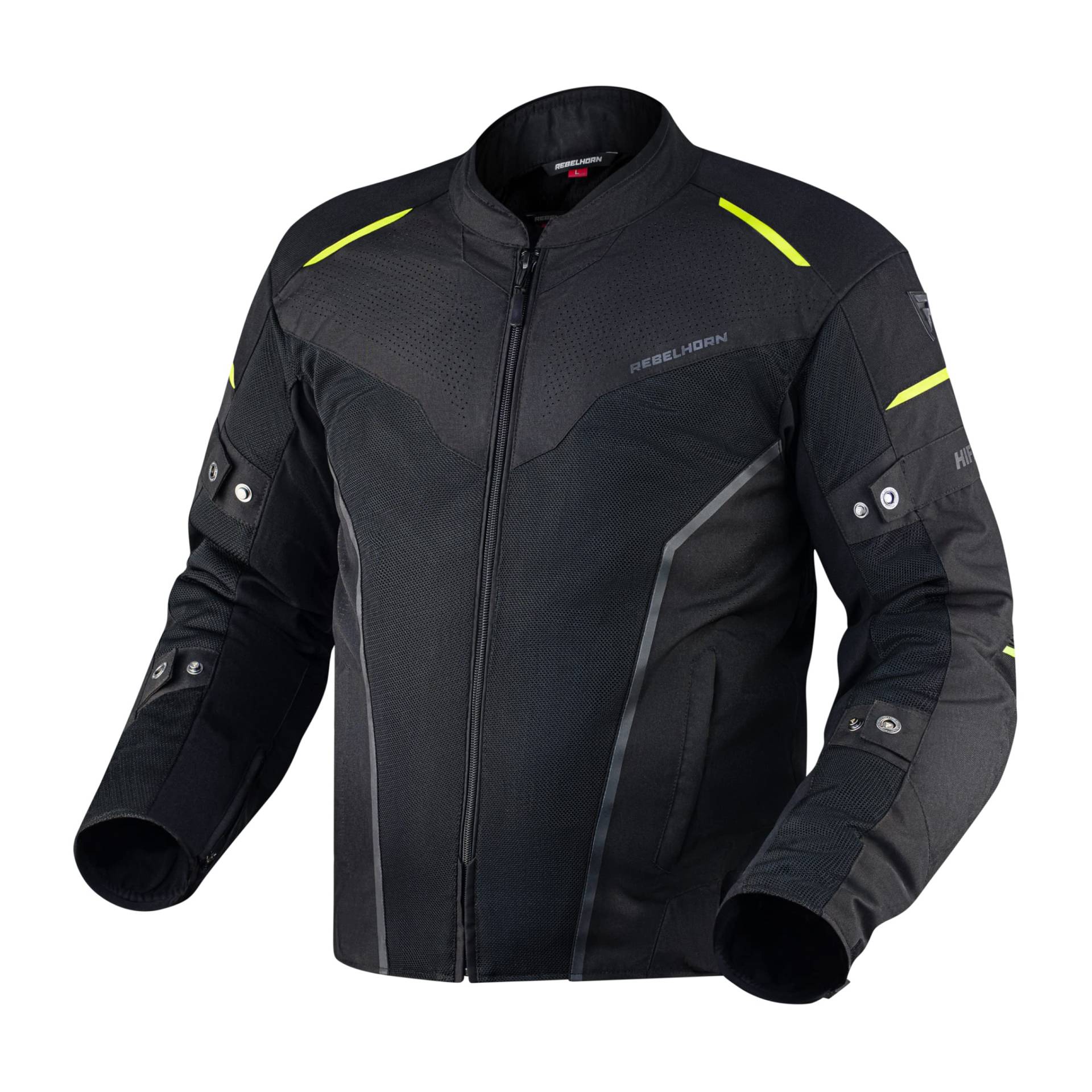 REBELHORN Hiflow IV Motorradjacke Herren | Abnehmbare Humax Membrane | Ellenbogen und Schulterprotektoren Stufe 2 | Mesh-Belüftung Einsätze | Abnehmbare Thermofutter von REBELHORN