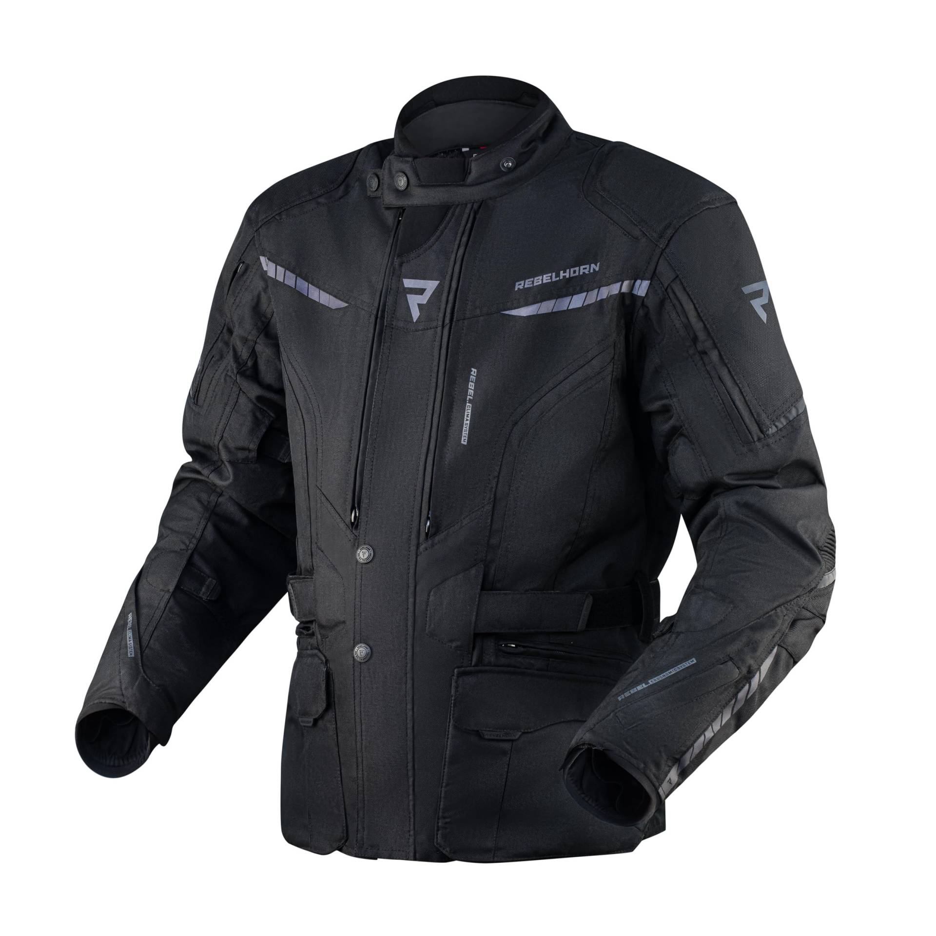 REBELHORN Hiker III Motorradjacke Herren | Textil | Reissa Membran | Ellbogen und Schulterprotektoren Stufe 2 | Rückenprotektor Tasche | 10 Belüftungskanäle von REBELHORN