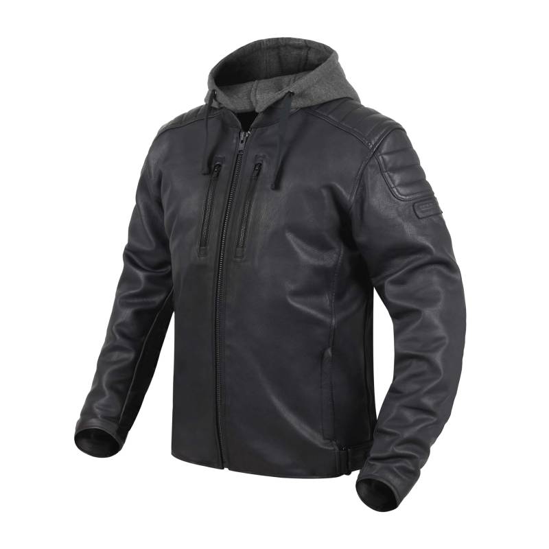 REBELHORN Impala Motorradjacke Herren | Leder | Ellbogen und Schulterprotektoren | Abnehmbare Kapuze von REBELHORN