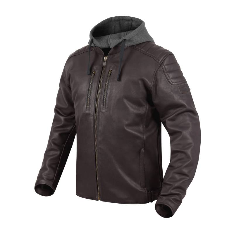 REBELHORN Impala Motorradjacke Herren | Leder | Ellbogen und Schulterprotektoren | Abnehmbare Kapuze | Perforierte Variante von REBELHORN