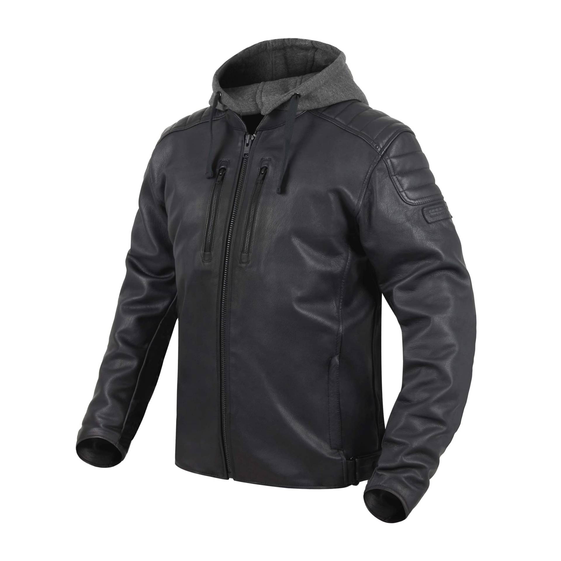 REBELHORN Impala Motorradjacke Herren | Leder | Ellbogen und Schulterprotektoren | Abnehmbare Kapuze | Perforierte Variante von REBELHORN