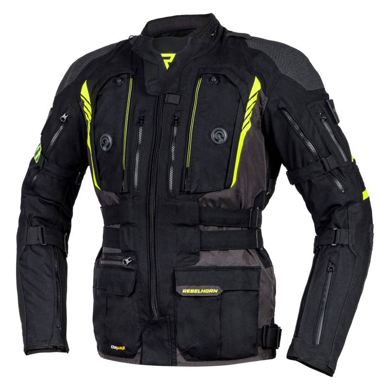 REBELHORN Patrol Motorradjacke Herren | Cordura | Sympatex Membran | Ellbogen und Schulterprotektoren Stufe 2 | Rückenprotektor Stufe 1 | Thermofutter | Belüftungspaneele von REBELHORN