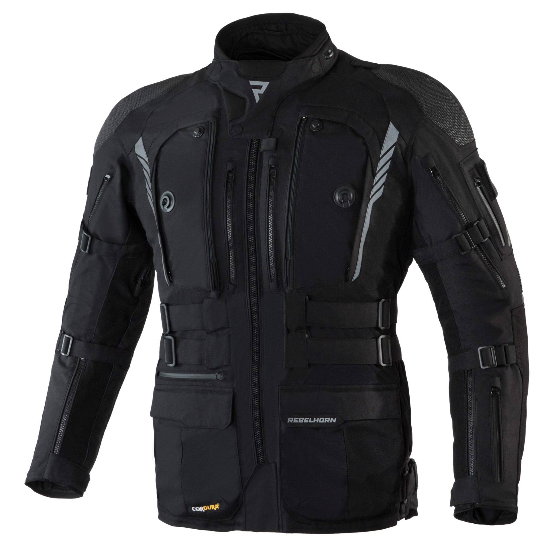 REBELHORN Patrol Motorradjacke Herren | Cordura | Sympatex Membran | Ellbogen und Schulterprotektoren Stufe 2 | Rückenprotektor Stufe 1 | Thermofutter | Belüftungspaneele von REBELHORN