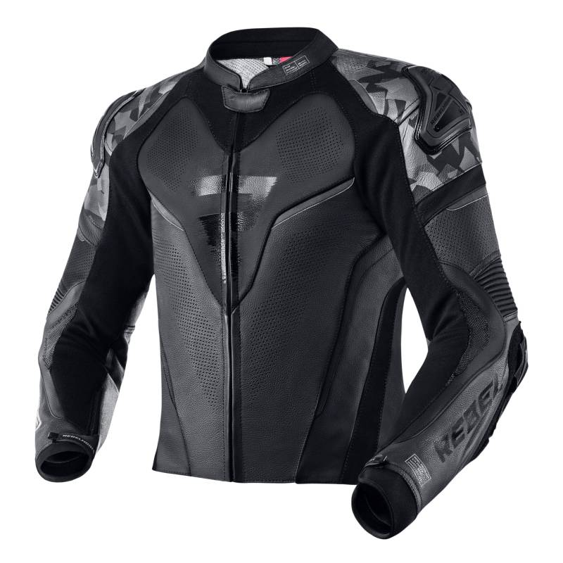 REBELHORN Rebel Motorradjacke Rindsleder Ellbogen Schultern und Rückenschutz Belüftungsschieber an Ellbogen und Schultern 4 Taschen Reflektierende Elemente von REBELHORN