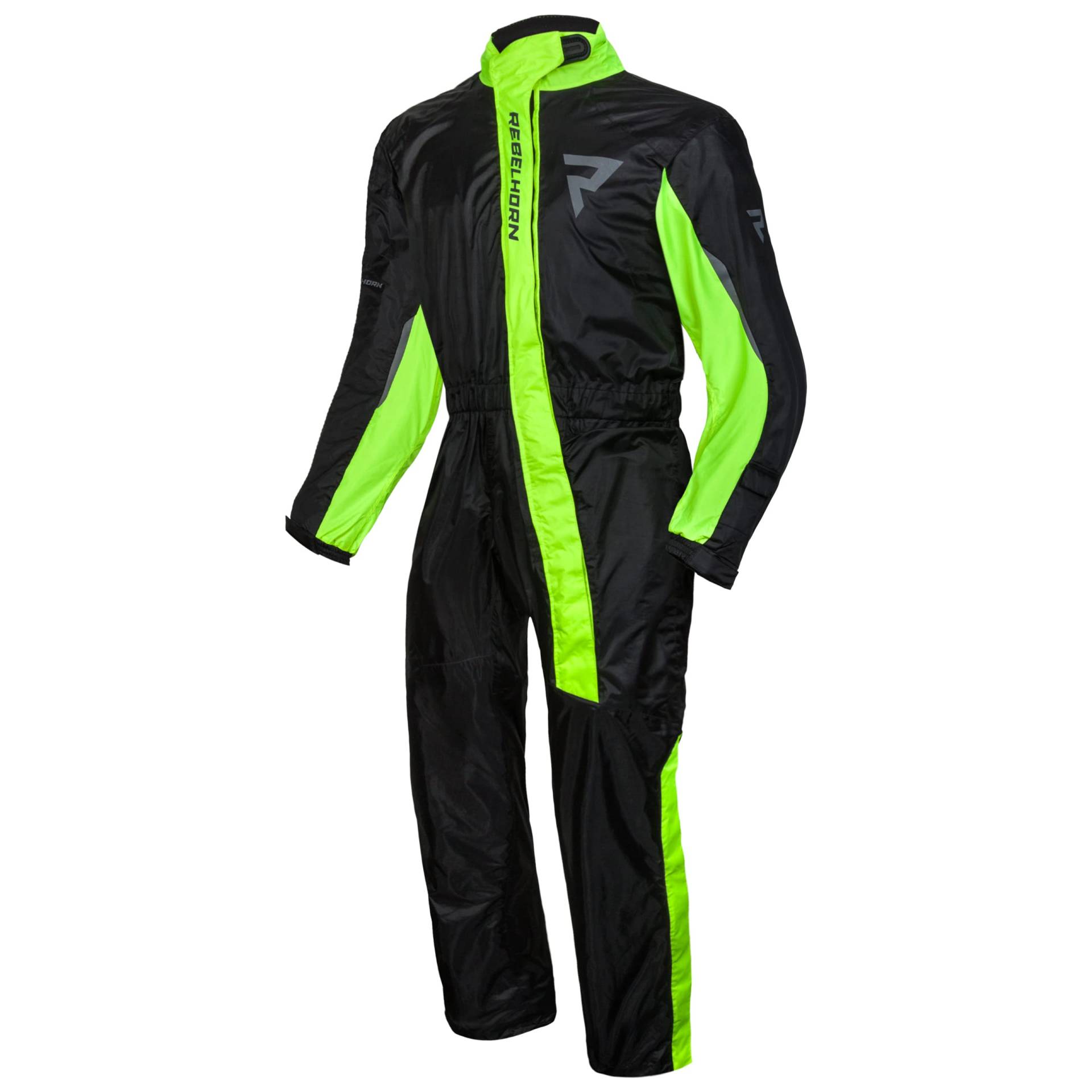 REBELHORN Travel Regenanzug für Motorrad Einteilig Langlebiges wasserdichtes Reißverschluss Klettverschluss und laminierte Nähte Reflektierende Elemente REBELHORN Travel Regenanzug für Motorrad Einteilig Langlebiges wasserdichtes Reißverschluss Klettverschluss und laminierte Nähte Reflektierende Elemente von REBELHORN