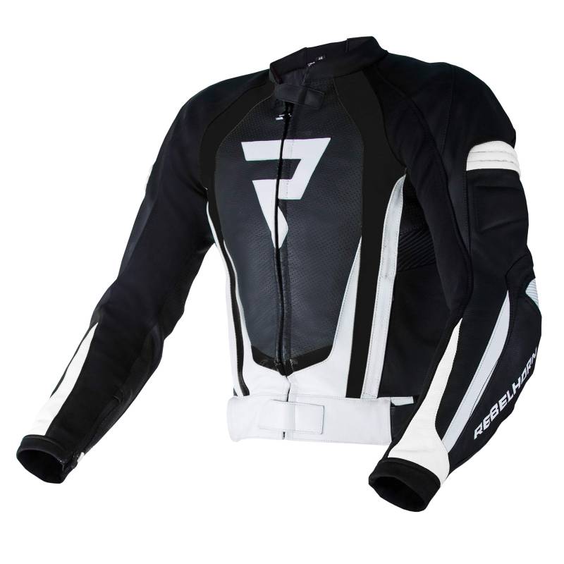 Rebelhorn Lederjacke Piston Ii Pro schwarz/weiß 48 von REBELHORN