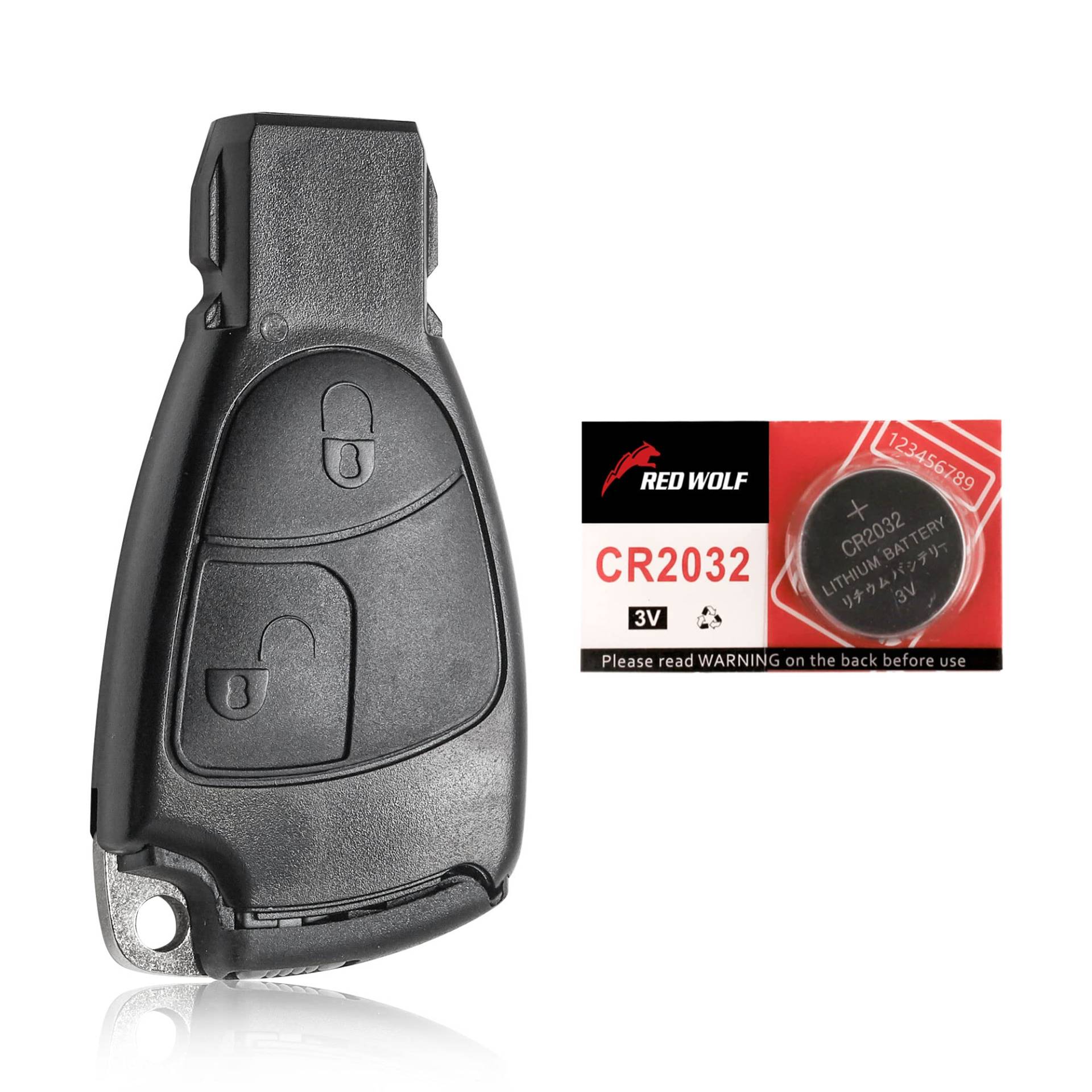 RED WOLF 2 Tasten Schlüsselgehäuse Auto Gehäuse der Fernbedienung für 1999-2010 Mercedes Benz CLS SLK B-Klasse Ersatzschlüssel mit CR2032 Batterie RED WOLF 2 Tasten Schlüsselgehäuse Auto Gehäuse der Fernbedienung für 1999-2010 Mercedes Benz CLS SLK B-Klasse Ersatzschlüssel mit CR2032 Batterie von RED WOLF