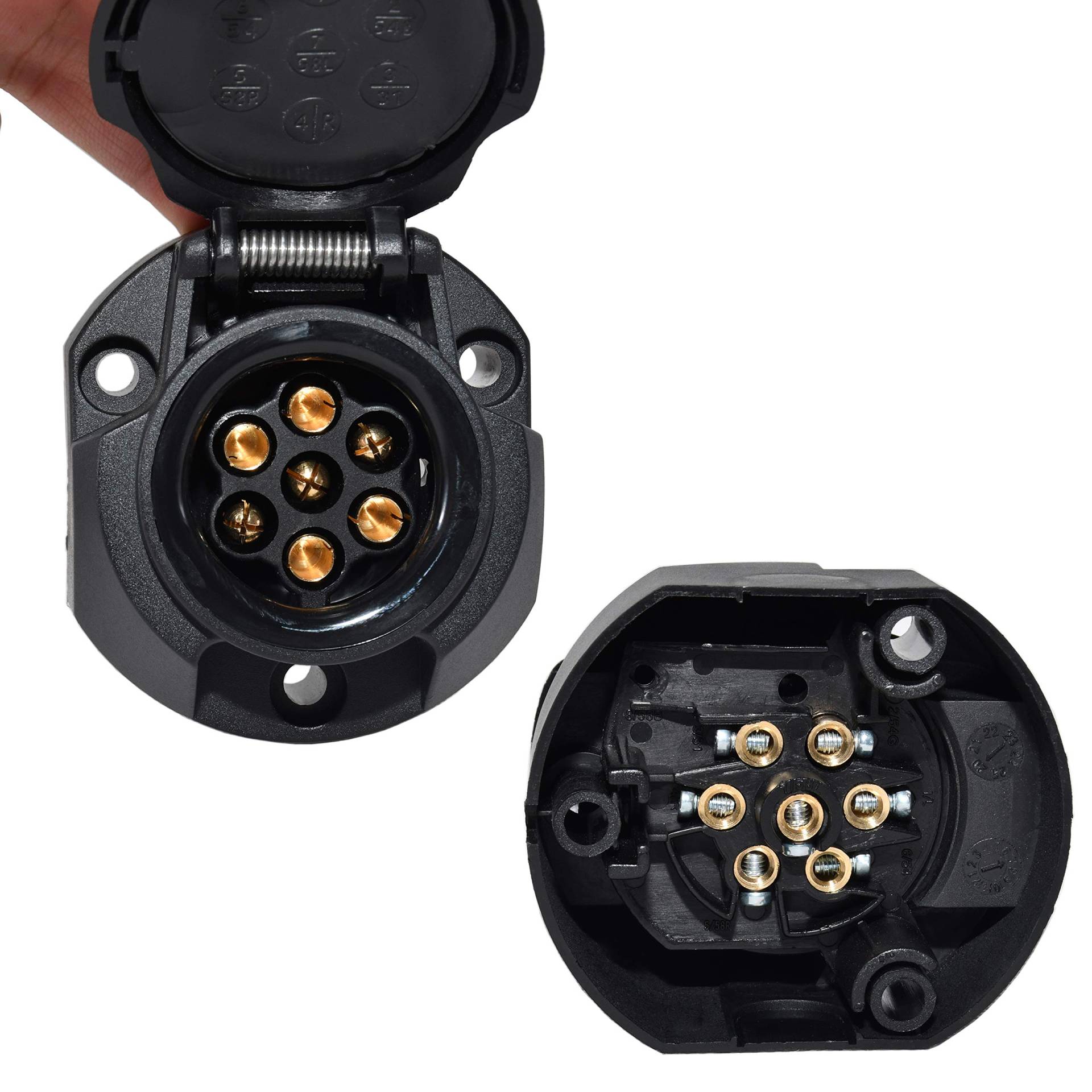 RED WOLF 7 Polig Anhängerdose Universal 7 Pin Steckdose für 12V Kfz Pkw Wohnwagen Wohnmobile Anhängerkupplung Zubehör 7 Pol Anhänger Steckdose RED WOLF 7 Polig Anhängerdose Universal 7 Pin Steckdose für 12V Kfz Pkw Wohnwagen Wohnmobile Anhängerkupplung Zubehör 7 Pol Anhänger Steckdose von RED WOLF