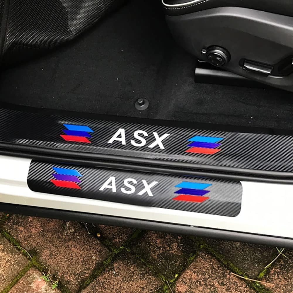 4 Stück Auto Einstiegsleisten Schutz für Mitsubishi ASX, Anti Kratz Carbon Fiber Einstiegsleisten Schutz Tür Schritt Platte Abdeckung Lackschutzfolie von REDAEL