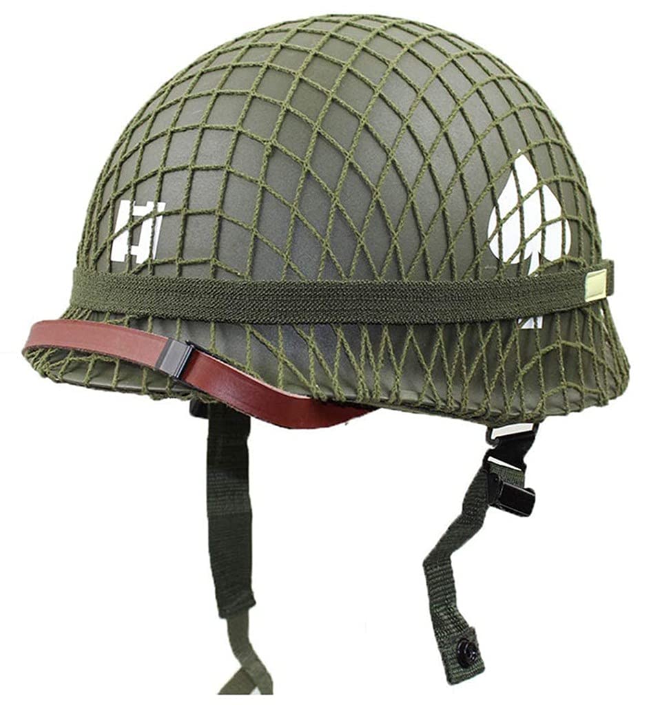 REHOOF WW2 American M1 Helm Stahlhelm, WWII Militärausrüstung Nachahmung Helm Mit Mesh Shield für Outdoor CS Airsoft Cosplay von REHOOF