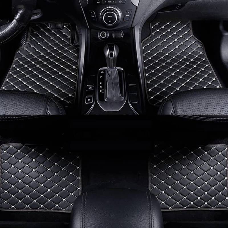 4 Stück Nach Maß Auto Fußmatten Leder für BMW X4 2019-2023, Benutzerdefinierte Auto Teppich Matten Vorne Hinten Allwetter Wasserdicht Anti-Rutsch Bodenmatten,F/BLACKBEIGE von REIJAX
