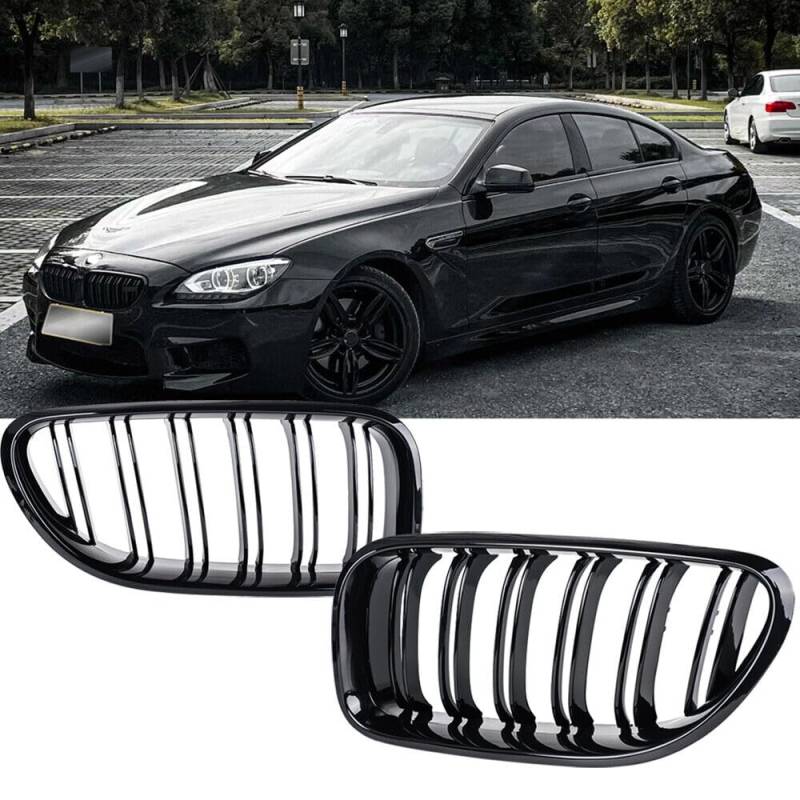 Kühlergrill Nieren Doppelsteg passend für BMW 6er F06 F12 F13 Coupe Cabriolet Klavierschwarz von REINKO