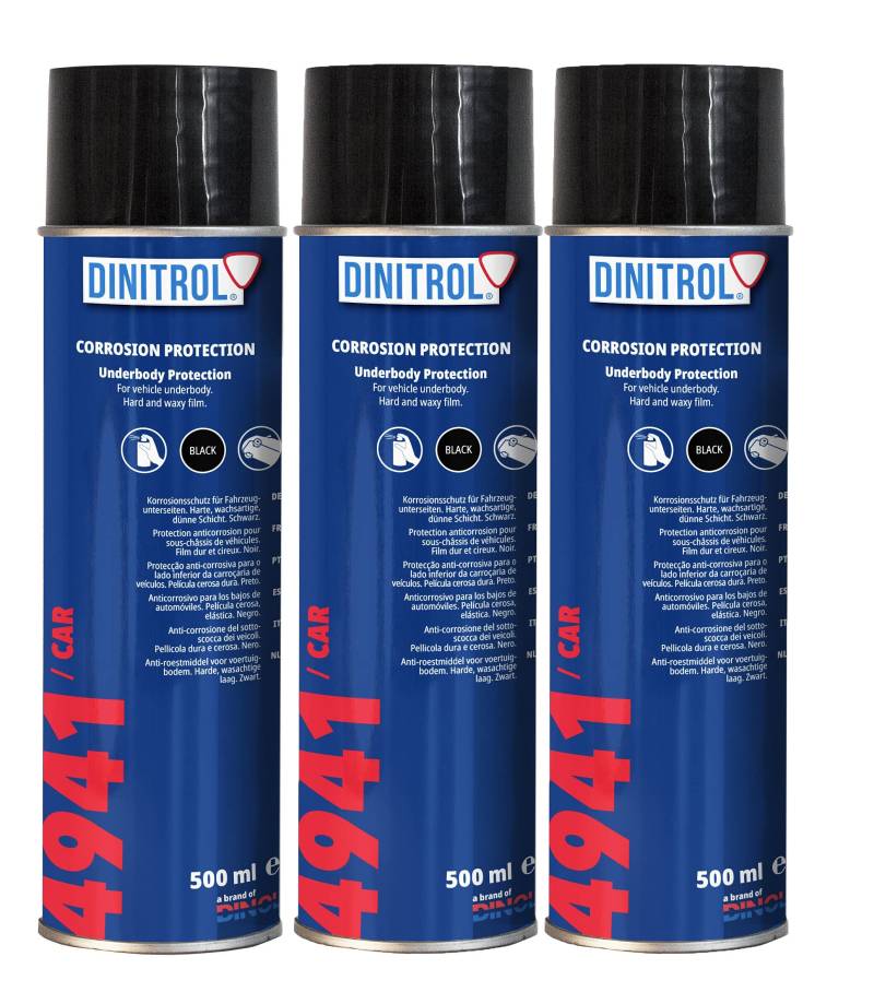 Dinitrol 4941 Black Underbody Wax 3 x 500 ml Aerosol Spraydosen von Dinitrol