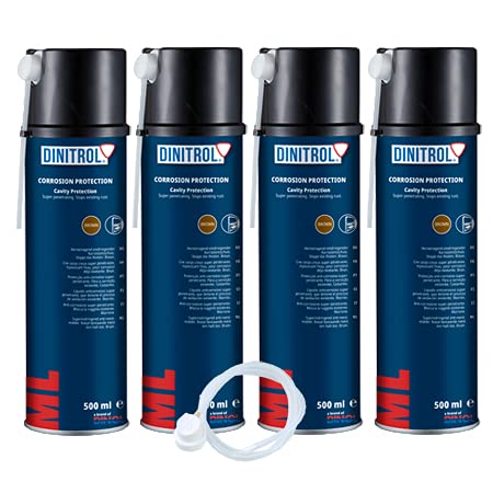 Dinitrol ML penetrierendes Hohlraumwachs, 4 x 500 ml, Aerosol-Spraydosen mit je 600-mm-Verlängerungsdüse von REJEL