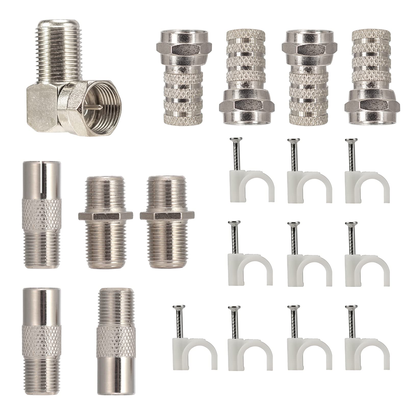 RELIAGINT F-TV, F-Verlängerungs-Buchse Stecker, F-Stecker auf IEC Stecker, TV Buchse, F-Stecker, rechtwinkliger Adapter, 7mm Kabelclip für Antenne, Satellit, Dish TV, Virgin, DBS, Freesky, 20 Stück RELIAGINT F-TV, F-Verlängerungs-Buchse Stecker, F-Stecker auf IEC Stecker, TV Buchse, F-Stecker, rechtwinkliger Adapter, 7mm Kabelclip für Antenne, Satellit, Dish TV, Virgin, DBS, Freesky, 20 Stück von RELIAGINT