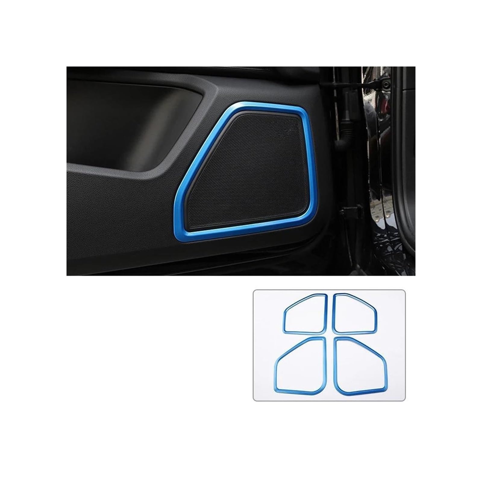 REOKIP Auto 4PCS Tür Lautsprecher Horn Audio Dekoration Ring Rahmen Abdeckung Trim Für P&orsche Für Macan 2014-2024 2023 2022 2021 2020 2019 2018 Interieurleisten(Blue) von REOKIP