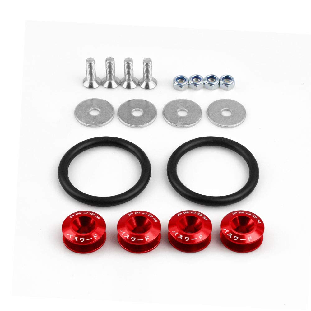 Stoßstange Unterlegscheibe Tuning Auto Universal Quick Release Befestigungselemente mit Logo Aluminium Stoßstange Schnellspanner Befestigungselemente Kotflügelwaschmaschinen (Color : Red) von RETHPA