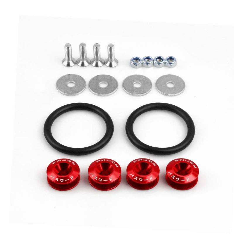 Stoßstange Unterlegscheibe Tuning Auto Universal Quick Release Befestigungselemente mit Logo Aluminium Stoßstange Schnellspanner Befestigungselemente Kotflügelwaschmaschinen (Color : Red) von RETHPA