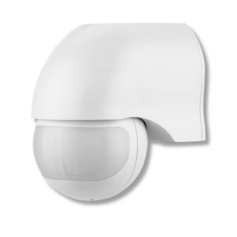 REV Bewegungsmelder aussen - IP44, Leuchtdauer & Helligkeitsempfindlichkeit einstellbar, LED geeignet, Reichweite 12m/180°, vertikal verstellbar, weiß von REV